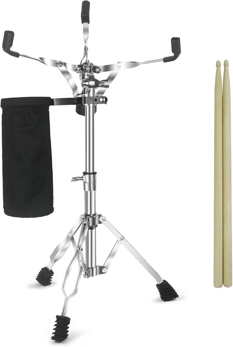 Seteol Snare Drum Stand Snare Stand with Drumstick Holder and a Pair of 5A Drum Sticks Fit for 8 to 15 Inch Snare Drum and Practice Pad, Adjustable Height 15.8 to 22.8 Inches for Drum - Image 1
